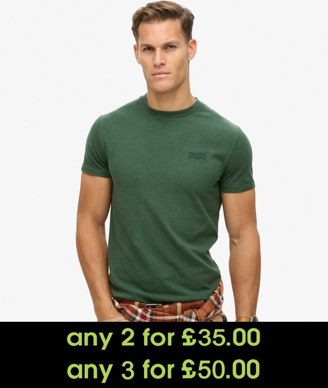Superdry Essential Logo Embroidered T-Shirt Buck Green Marl*
