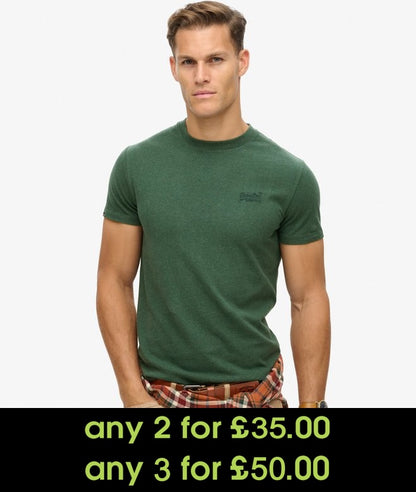 Superdry Essential Logo Embroidered T-Shirt Buck Green Marl*
