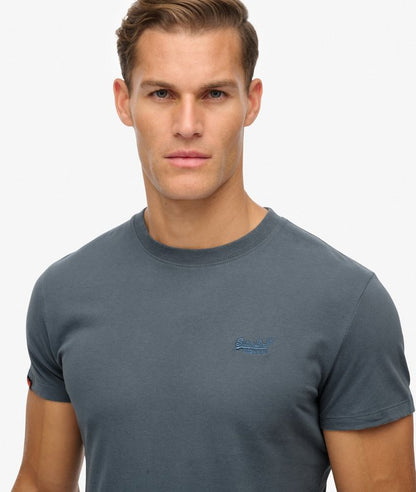 Superdry Essential Logo Embroidered T-Shirt Stormy Weather Blue