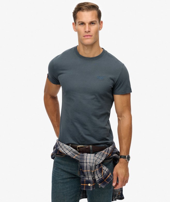 Superdry Essential Logo Embroidered T-Shirt Stormy Weather Blue