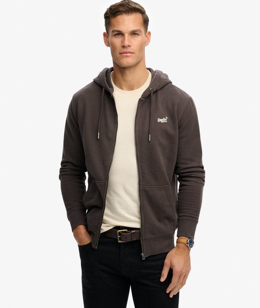Superdry Essential Logo Zip Hoodie Carbon Black