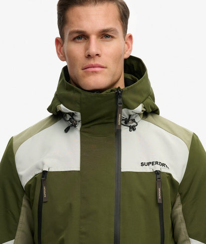 Superdry Hooded Colour Block Windbreaker Jacket Rifle Green