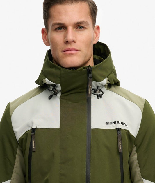 Superdry Hooded Colour Block Windbreaker Jacket Rifle Green