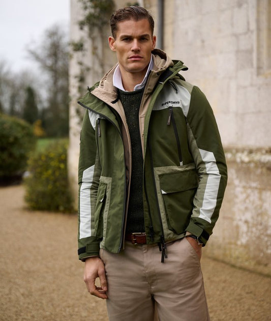 Superdry Hooded Colour Block Windbreaker Jacket Rifle Green