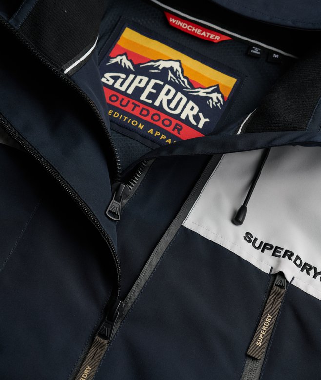 Superdry Hooded Colour Block Windbreaker Jacket Eclipse Navy