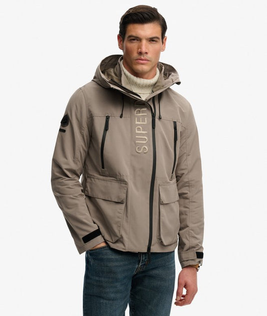 Superdry Hood Ultimate EMB Windbreaker Fort Taupe