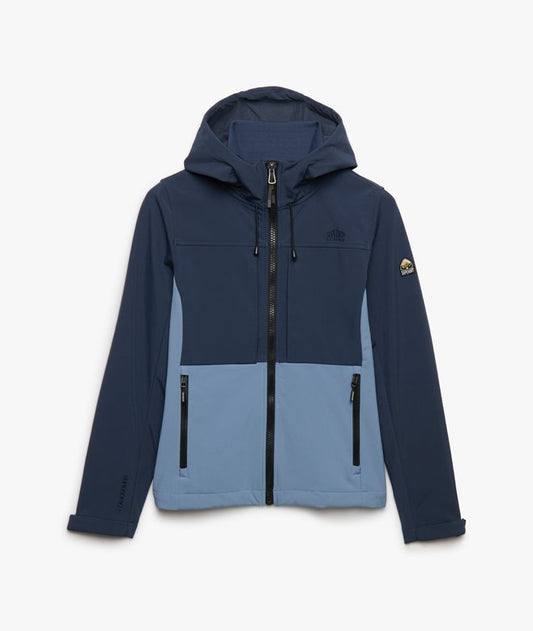 Superdry Ladies Hooded Colourblock Trekker Jacket Lauren Navy/Tidal Blue