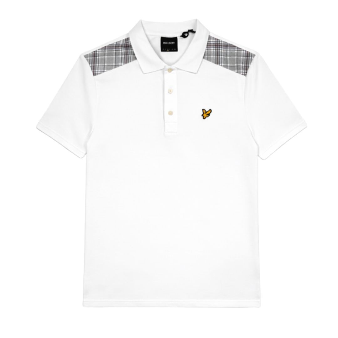Lyle & Scott Check Panelled Polo Shirt White