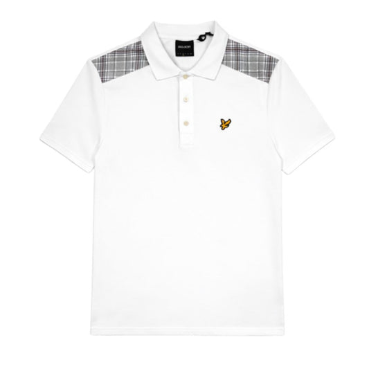 Lyle & Scott Check Panelled Polo Shirt White