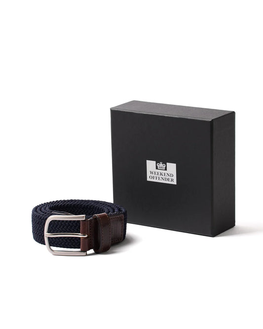 Weekend Offender Boxed Woven Belt Navy