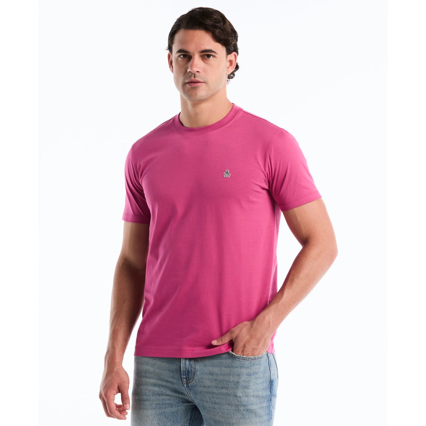 Original Penguin Sticker Pete Logo T-Shirt Magenta Haze